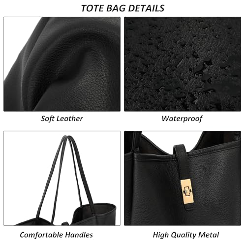 TANTOMI Tote Bag for Women Vegan Leather Purses and Handbags Ladies Waterproof Big Shoulder Bag for Travel - color: A-black