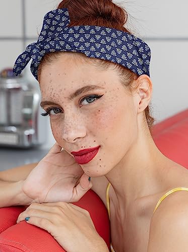 AVKA Studio 100% Cotton Bandanas for Women & Men, 2 Pack 20x20 Inch, 22x22 inch Hand Printed, Lightweight Cotton Handkerchief - color: Indigo Blue 1, size: 20 x 20 Inches