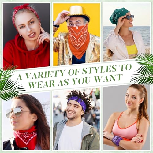 Handepo 150 Pcs Bandanas Bulk, Colorful Paisley Bandanas Unisex Head Wrap Scarf Cowboy Headband Handkerchief - color: Multi