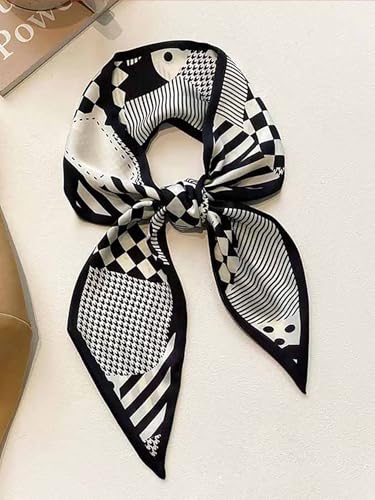4/40 Pcs Hair Scarf for Women, 35"x2.36" Lightweight Silk Headband, Purse & Bag Scarves Gift Collection - color: Black