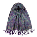 AUSEKALY Pashmina Feel Shawls Wraps for Women Rave Scarf Soft Silky Reversible Men Scarves - color: Purple Yellow