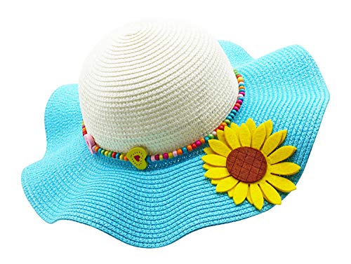 Bienvenu Kids Multi-Colors Large Brim Flower Beach Sun Hats - color: Blue