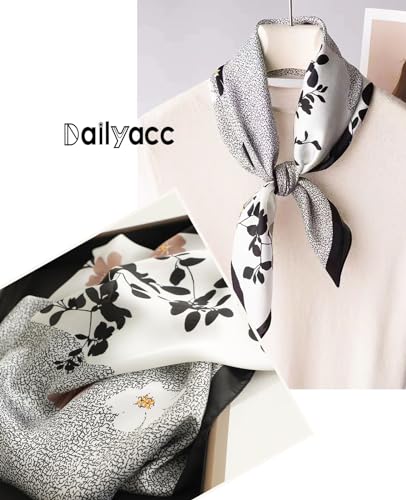 Dailyacc Hair Bandanas Scarf For Women Lightweight Fashion Neck Silk Satin Head Scarves For Sleeping Handbags Scarf - color: 2-white Swallow/27.5*27.5in