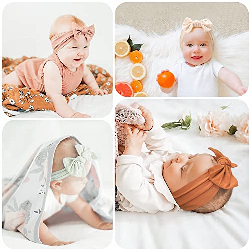Jesries 22 PCS Baby Headbands Soft Nylon Hairbands with Bows Girls Hair Accessories for Newborn Infant Toddler Kids Handmade - color: Army Green