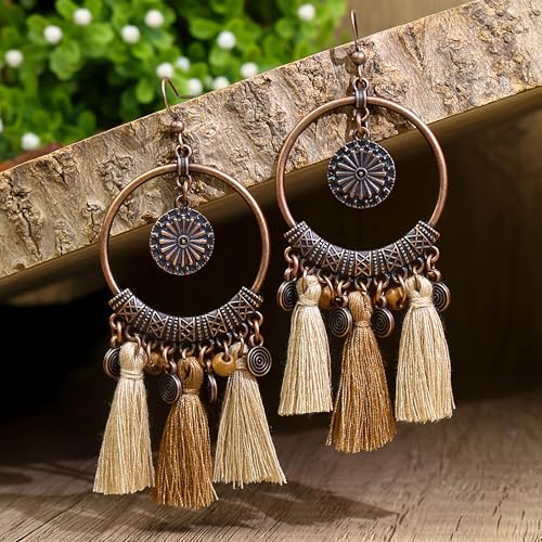 Boho Earrings for Women Trendy Gold Dangle Earrings Vintage Bohemian Indian Country Jewelry Gifts Boho Dress Chic Clothing - color: A9:boho earrings