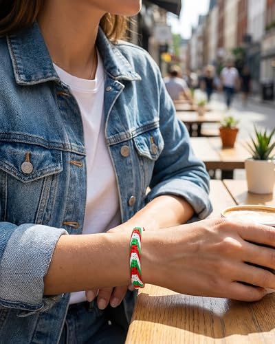 Iran Bracelet for Men Women Country Flag Color Wrist Wrap Bracelet Boho Green White and Red Patriotic String Thread Bracelets Iranian Protection and Lucky Jewelry Accessories - color: A2：iran bracelet
