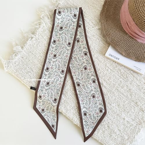 Hair Head Neck Bag Long Scarf Versatile Wrap for Women Soft & Lightweight for Everyday Chic - color: 43 Coffee Drop Shaped 3.7 X 38 Inch