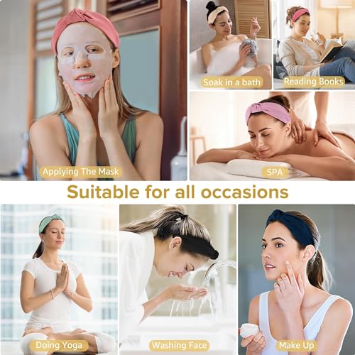 DiyJibb Headbands for Women Girls - 6PCS Stylish Top Knotted Headbands - Knotted Headband for Women - Head Bands Wide Hairband Hair Accessories - color: black，dark green，green，light pink，pink，apricot