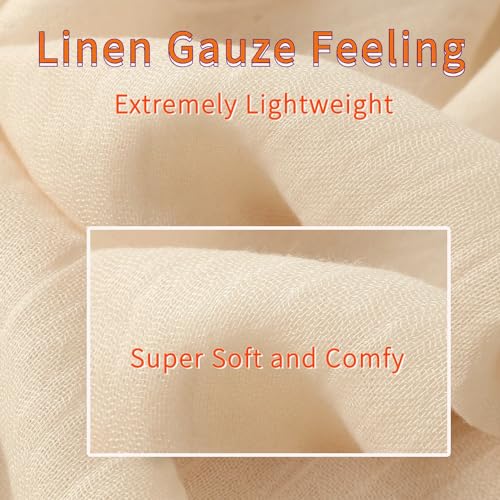 Harewom Lightweight Gauze Linen Feeling Shawl Wraps for Women Beach Summer Scarf for Evening Wedding Dresses - color: Shawl Wraps - Creamy-white