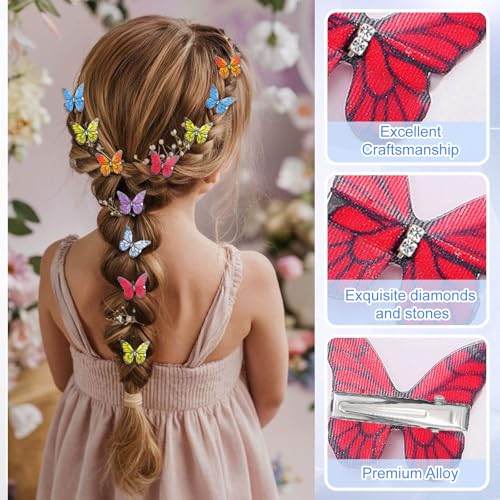 20Pcs Butterfly Hair Clips for Women Moving Glitter Butterfly Clip Fairy Accessories Bright Style - color: Bight