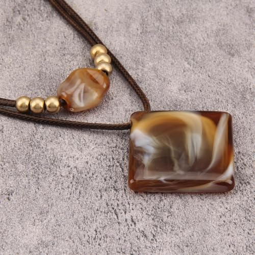 Bohemian Necklaces for Women Long Leather Necklace with Large Pendant Chunky Boho Hippie Jewelry Pendant Chocker Necklace - style: Bohemian Style Pendant Necklace