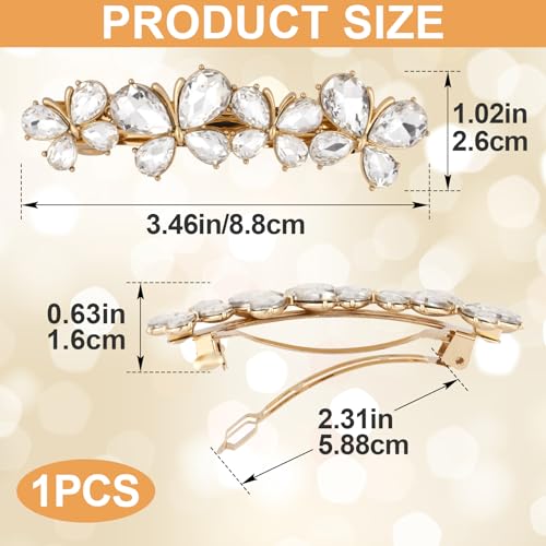 Joez Wonderful Rhinestone Hair Clips, Bridal Hair Accessories for Women, Sparkly Crystal Hair Pins, Fancy Hair Barrettes for Wedding, Bride, Long Hair (White Butterfly, 1 Pcs) - color: Butterfly White