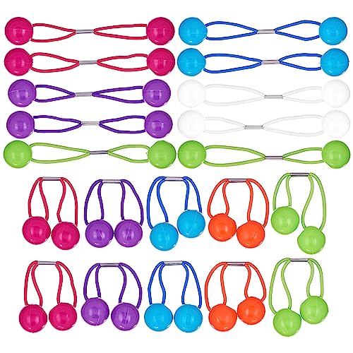 20pc Ponytailers Ponytail Balls Hair Elastics Collection, 18mm -Value | Round Opaque Multicolored Twin Hair Beads Bauble Hair Ties Ponytail Holders, Toddler Kids Bobble Hair Tie. - color: 18m Round
