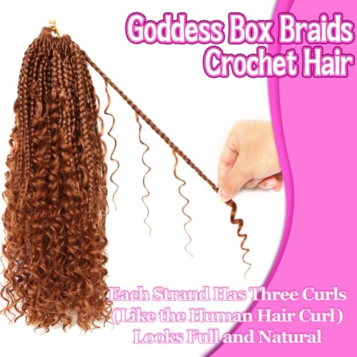 Goddess Boho Box Braids Crochet Hair-8 Packs 14 Inch Crochet Box Braids for Black Women Pre Looped (#30, 14 Inch (Pack of 8)) - color: #30, size: 14 Inch (Pack of 8)