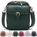 Leather Crossbody Bag for Women,Anti-Theft Messenger Bag with Large Capacity,Built-in Purse Card Slots Shoulder Sling Bag - color: Dark Green