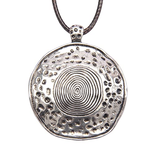 PU Leather Necklace Vintage Boho Style Multilayer Pendant Long Sweater Necklace Jewelry for Women Men with Adjustable Leather Cord - color: Black/Silver