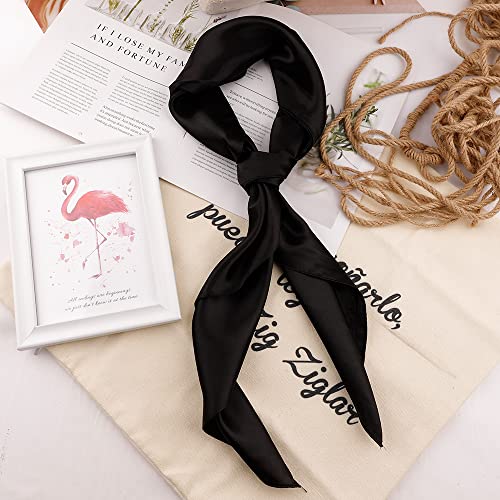 NZKNP Silk-Like Head Scarf - Women's Bandana Wraps - color: 13-black, size: 35"*35"