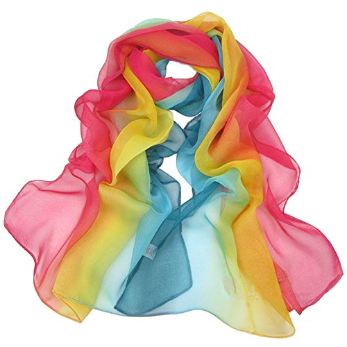 Women Soft Chiffon Lightweight Neck Scarf Head Hair Wrap - color: Multicolour