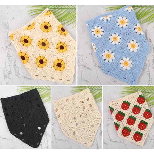 Crochet Bandanas for Women, Knitted Headscarf Hair Bandanas for Women Kerchief Styling Decor, 5Pcs