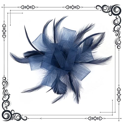 dressfan Womens Fascinator Hat Headpiece 20s Vintage Wedding Hair Accessories for Derby/Wedding/Cocktail/Tea Party - color: Navy Blue