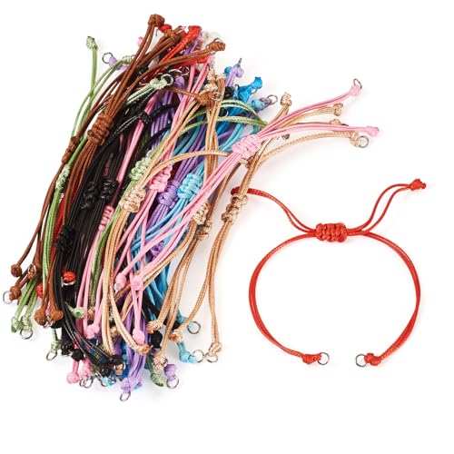 Adjustable Slider Bracelets Colorful Half Finished Bracelets Adjustable Beaded Bracelets DIY Friendship Bracelets for Women Jewelry Making Gifts Supplies - color: Colorful