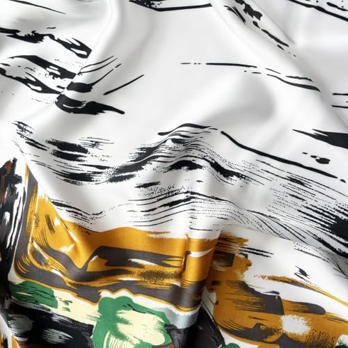 Long Silk Like Scarf Lightweight Satin Scarves Large Sunscreen Shawl Wrap for Women - color: 019.abstract Black