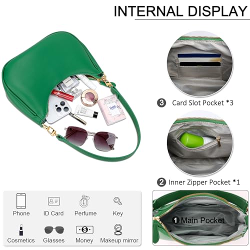 KKXIU Shoulder Bag for Women Cute Hobo Purses and Handbags Retro Clutch Underarm Purse | Cute - color: Green