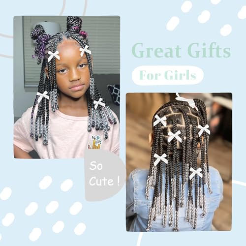 Clear Hair Beads for Braids 45PCS Bow Hair Clips Acrylic Loc Dreadlock Beads Cute Hair Accessories for Women and Girls - color: Clear