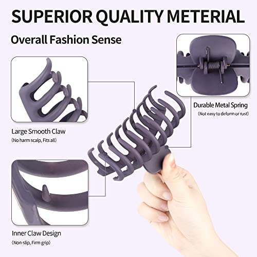 4.3 Inch Large Hair Claw Clips for Thin Thick Curly Hair Big Matte Hairclips Banana Strong Hold Jaw Clip Fashion Hair Accessories for Women and Girls (Nonslip, 8PCS) - color: A-Colorful Claw