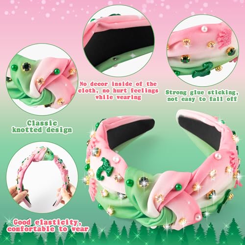 PANTIDE Witch Musical Jeweled Knotted Headband - Witch Musical Fan Gift Glitter Pink Crown Green Boots Rhinestone Crystal Embellished Headband Fashion Accessories Birthday for Women Girl (Crown Boots) - color: Green Pink Crown Boots