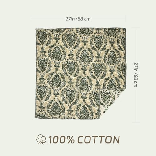 Cotton Bandana,Large Bandanas for Women,Head Coverings for Women,Head Scarf Handkerchief, Square Headband 27" x 27" - color: 27-03-totem-green