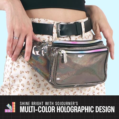 Holographic Fanny Pack Belt bag - Crossbody Waist Bag for Men or Women - Hands-Free, Waterproof Large Bumbag for Hiking, Running, and Travel (Copper Glitter) - color: Copper Glitter