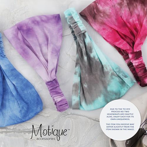 Motique Accessories Stretchy Headwrap Tye Dye Boho Wide Hair Band Yoga (Sunshine) - color: Sunshine