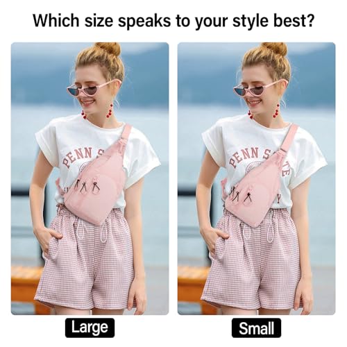Hanke Crossbody Sling Bag for Women Men, Small & Large Casual Cross Body Sling Bags, Chest Bag for Outdoor Hiking Travel - color: Light Pink, size: Small