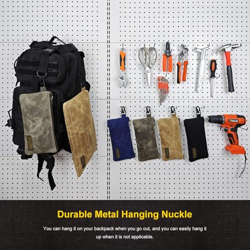 Small Tool Bag, Waxed Canvas Zippered Pouch, Tool Pouches with Zipper, Utility Small Tool Pouch for Tool Organizers and Storage, 8.5" x 4" - 4-Pack - color: 4 Pack Small