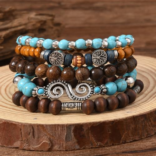 Bohemian Mix Bead Multi Layer Versatile Statement Bracelets Boho Stackable Beaded Strand Stretch Bangles Bracelets Sparkly Crystal Tassel Charm Jewelry Gift - style: Turquoise