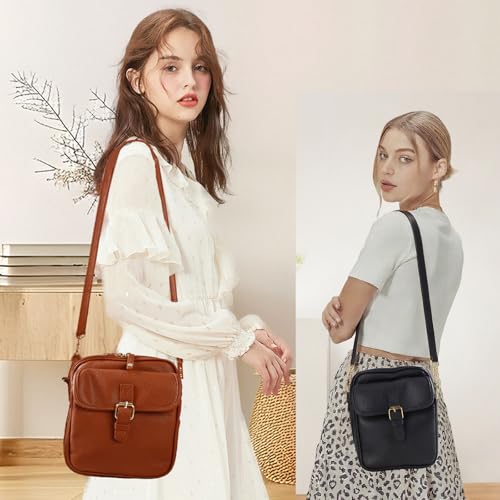 Leather Crossbody Bag for Women,Anti-Theft Messenger Bag with Large Capacity,Built-in Purse Card Slots Shoulder Sling Bag - color: Light Blue