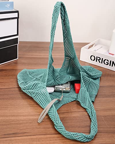 Crochet Mesh Beach Tote Shoulder Handbags Hobo Summer Aesthetic Women's Bag - color: Green2