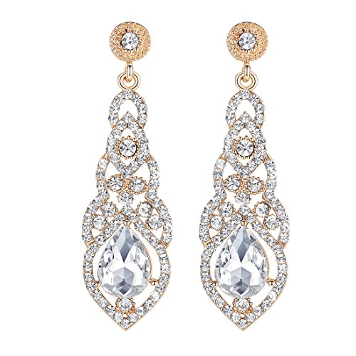 Women's Alloy Teardrop Crystal Chandelier Dangle Earrings - color: B-gold