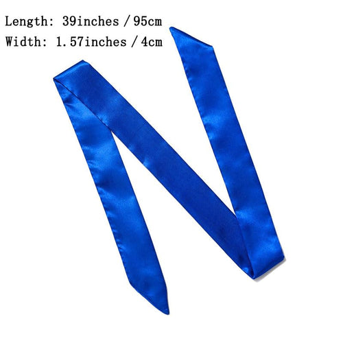 10 Pcs Long Thin Small Skinny Scarf Satin Neck Tie Ribbon Choker for Women Girls - color: Blue