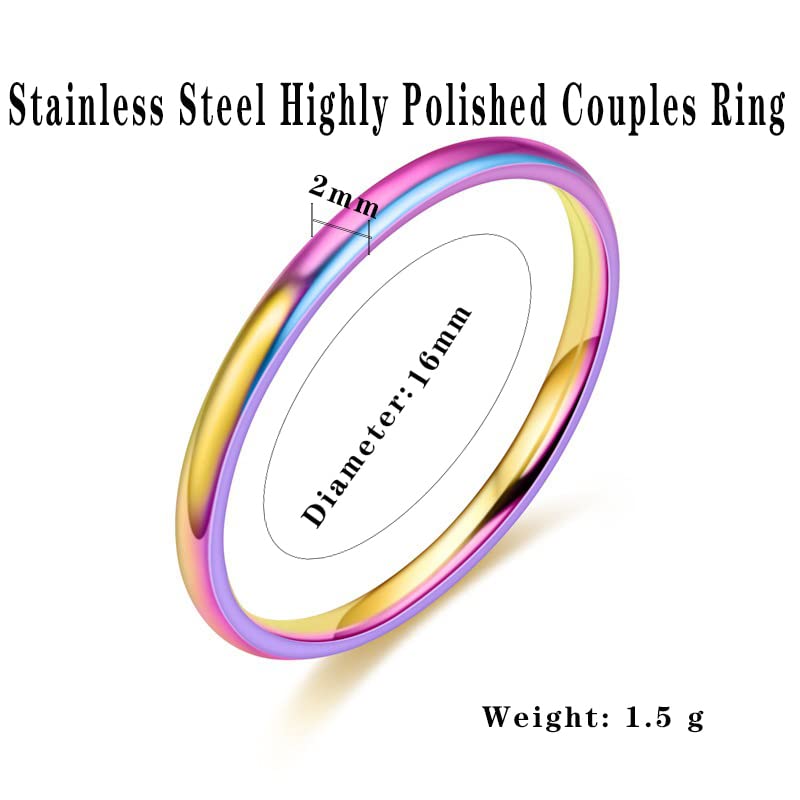 INENIMARTJ 2mm Thin Titanium Stainless Steel Knuckle Stacking Midi Rings,Stackable Dome Band Finger Ring Set for Women Men,5Pcs Simple Stylish Polished Wedding Ring Size 6-11 - size: 6