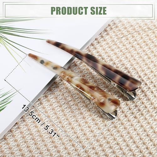 VOCOSTE 2 Pcs Long Metal Duckbill Hair Clips - Large Crocodile Clips for Thick & Thin Hair, 5.31"x0.83"x1.18", Coffee, Light Coffee