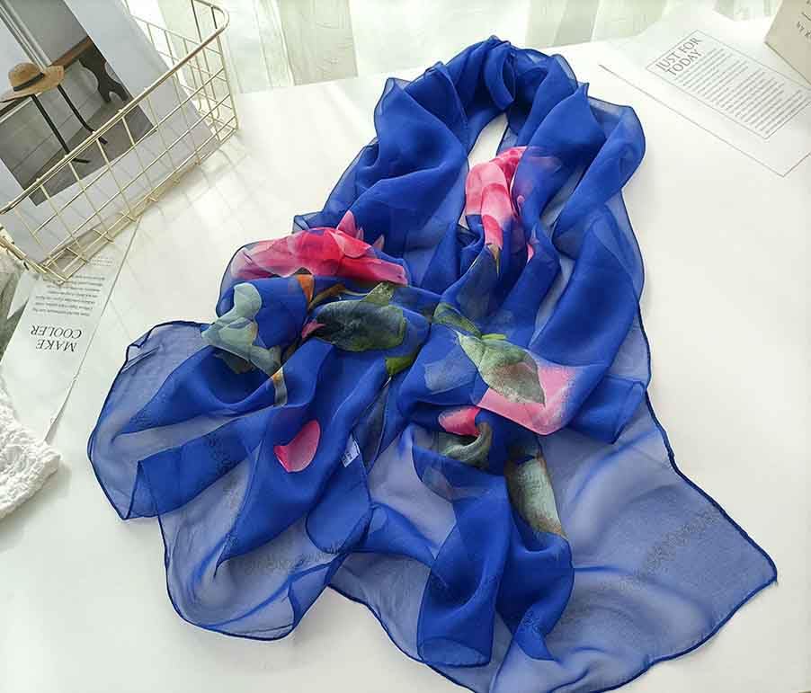 Xyueanlo Fashion Scarves for Women Lightweight Elegant Scarf Sunscreen Wraps Shawls - color: Rose Blue