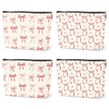 4PCS Pink Bow Makeup Bag, Coquette Preppy Cosmetic Bags Bow Gifts for Women Girls Pink Trendy Toiletry Bag Best Birthday Christmas Gifts for Girls Women Sister Travel Bags - color: Multicolor 0097