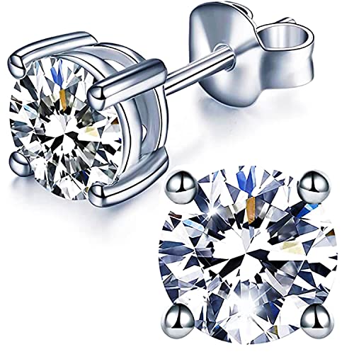 YODEWA 1/2/3ct Moissanite Stud Earrings for Women 925 Sterling Silver Hypoallergenic Butterfly Back 1 Pair DEF Color Lab Created Brilliant Round Moissanite Earrings - color: Round Solitaire, size: 3CTW(1.5CT*2-7.5mm)