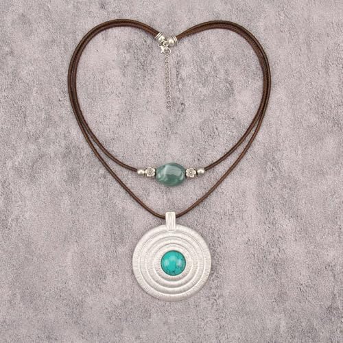GelConnie Boho Necklaces for Women Cowgirl Necklace Stone Leather Cord Pendant Necklaces With Beads Long vintage Layered Choker Necklace - style: Chunky Boho Long Necklace