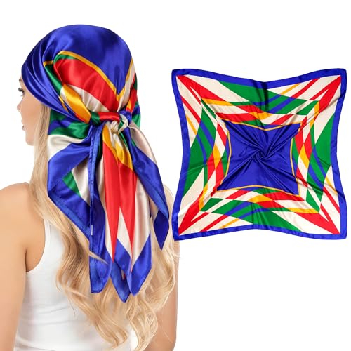 Pistha Head Scarf Bandana for Women, Satin Scarf for Hair, Large Square Silk Bandana Headscarf for Women and Men 35 Inch - style: Assorted B