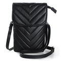 befen Genuine Leather Small Crossbody Bags for Women Cell Phone Bag Cross Body Purses,Silver Zipper - color: Chevron Quilted Black