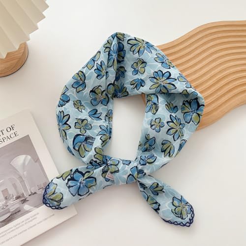 Cotton Bandana,Large Bandanas for Women,Head Coverings for Women,Head Scarf Handkerchief, Square Headband 27" x 27" - color: 27-15-petal-blue