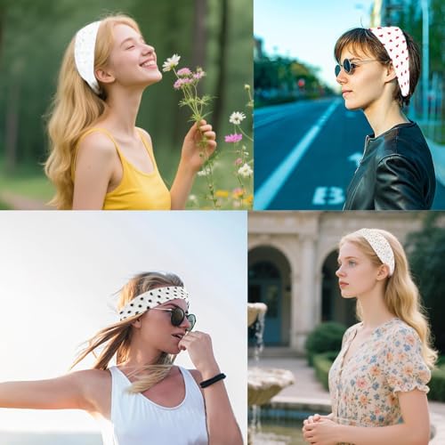 6 Pcs Anti-Slip Elastic Headbands for Women Soft Fabric Yoga Sweatbands with Floral Heart Print Stretchy, Sweat-Absorbent and Lightweight for Fitness, Running and Daily Wear - color: Headbands Color-Vivid